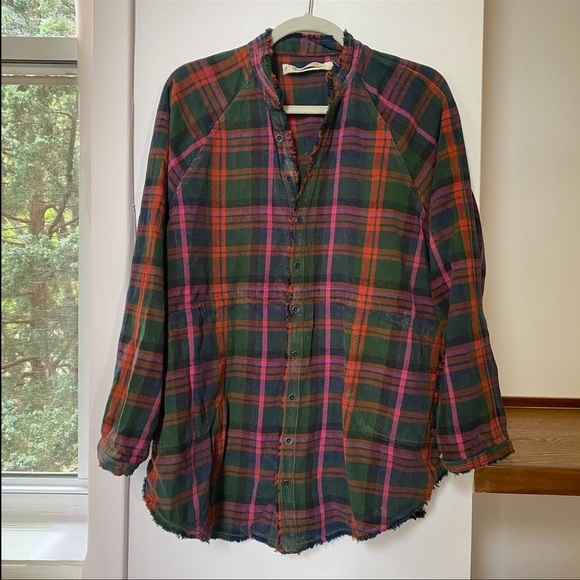 New Free People We The Free Summer Daydream Plaid Buttondown Long Sleeve XS - Picture 1 of 5